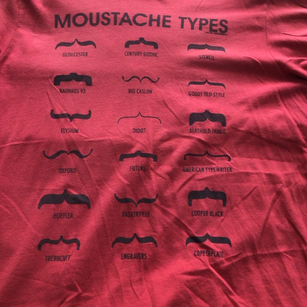 Moustache Types Red Tee - Picture 3 of 3